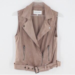 Cupcakes and Cashmere Faux Suede Moto Vest Belted Size S Dusty Rose CI101649